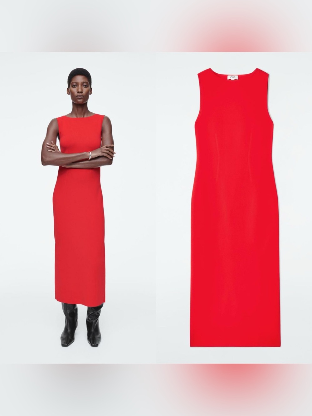 COS Corset-detail Knit sleeveless Maxi dress in red